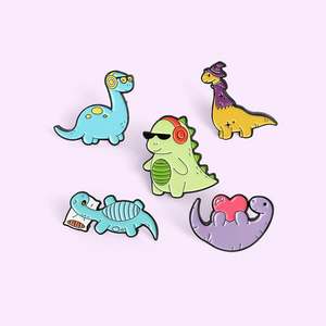 Nuevo color dinosaurio <span class=keywords><strong>serie</strong></span> broche dibujos animados música encantadora dinosaurio amor dinosaurio aleación broche ajustado esmalte pines - Product Image 4