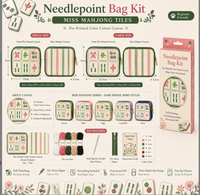 Kit de bolsa de almacenamiento para punto de cruz Butterfly Cherry Mahjong, de lona de algodón estampada DIY, con cremallera de tres lados, para adultos, para autoacabado