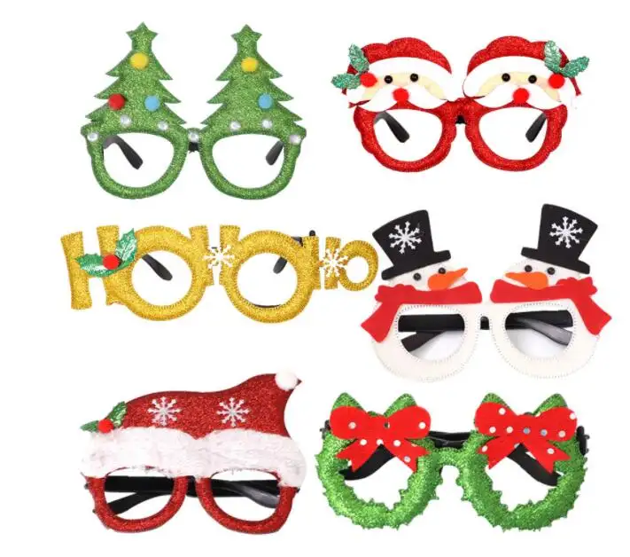 Christmas decorations adult kids toys Santa snowman antler glasses Christmas decorated glasses