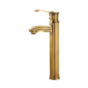 Single Hole Unique Vessel Basin Taps Antique Brass Bathroom Sink Faucet
