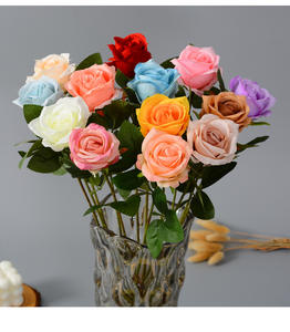 D244 Fleur Décorative Artificielle Rouge Unique Velours Rose Romantique Mariage Rose Fleur Décorative Pièce Maîtresse - Product Image 6