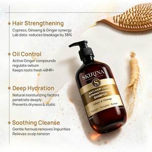 Champú <span class=keywords><strong>Profesional</strong></span> Vegano de Ginseng y Jengibre Anticaída, Unisex, a Base de Hierbas, Nutritivo, 500 ml, Control de Grasa, Marca Privada - Product Image 4