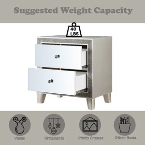 Mesita de noche europea moderna DB de madera maciza MDF con espejo y acabado champán para muebles de dormitorio de apartamento - Product Image 3