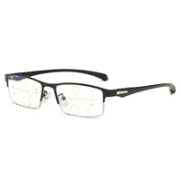 Lunettes de lecture multifocales photochromiques anti-lumière bleue pour hommes, monture métallique demi-cerclée, verres progressifs, lunettes pour presbytie