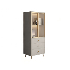 HMHF <b>Solid</b> Oak Drawer Cabinet for Bedroom/Living Room Light Luxury Modern Simple Eco-Friendly Durable Glass <b>Bookcase</b> Storage - Product Image 1