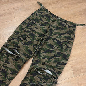 Pantalones de camuflaje cargo de trabajo con cremallera holgados y bolsillos multiusos con estampado completo personalizado OEM para hombres - Product Image 4