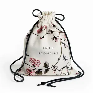 Luxury Custom Drawstring Canvas Cotton Bags Handbag Underwear Shoe Gift Package Dust Cotton Bag