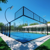 Terrain de paddle-tennis panoramique professionnel classique en plein air avec gazon artificiel pour la compétition et l'entraînement