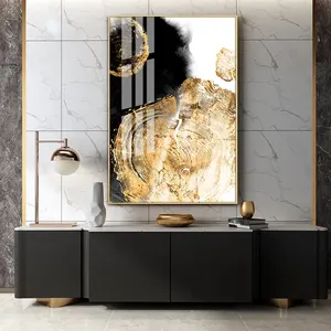 <span class=keywords><strong>Peinture</strong></span> murale décorative abstraite de porcelaine de cristal d'art d'or noir pour la décoration de la maison de mur de salon - Product Image 5