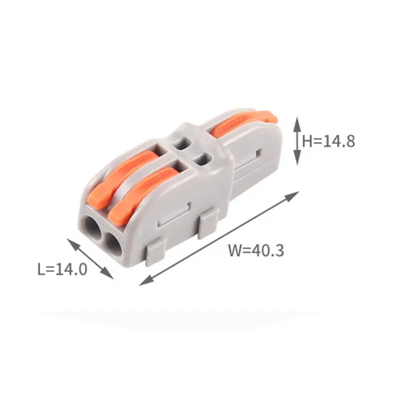 Splitsbare Één Tot Twee Kabels Verbindende Snelle Connector Schroefvrije Kabel 2 Pin Terminal Connector Grote Kant-En-Klare Goederen