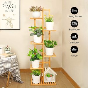 Soporte multifuncional de 6 niveles y 7 niveles para <span class=keywords><strong>plantas</strong></span> de bambú, estante para <span class=keywords><strong>plantas</strong></span> al aire libre, múltiples <span class=keywords><strong>plantas</strong></span> - Product Image 2