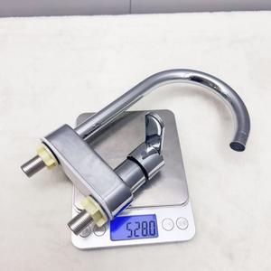 Grifo de lavabo monomando de acero inoxidable con doble orificio, montado en encimera, para agua fría y caliente, con válvula de bola. - Product Image 4