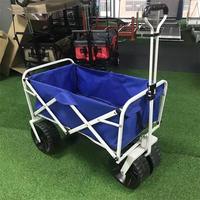Chariot utilitaire pliable à quatre roues, chariot de camping, chariot à roulettes, cadre en acier, tissu Oxford, transport pour la plage et le jardin