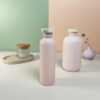 Ensemble de flacons et pots cosmétiques en HDPE Soft Touch rose 200/300/500 ml avec bouchon à clapet pour emballage de shampoing, lotion, crème