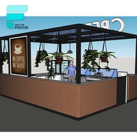 Kiosque à café intérieur moderne, kiosque conteneurisé en bois, kiosque alimentaire mobile pour centre commercial