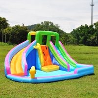 Toboggan gonflable amusant avec piscine à balles aquatiques, en PVC et tissu Oxford, certifié CPC, taille personnalisable, idéal pour parcs aquatiques.
