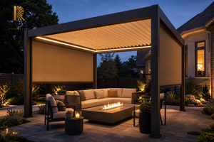 Pergola moderne d'extérieur RKOVE RK-C2 4*5m, auvent pour camping-car, caravane, pare-soleil pliable, structure en aluminium, toile Oxford enduite de PVC - Product Image 2