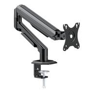 Support d'écran unique 32 pouces en alliage d'aluminium noir avec fonction de levage et de rotation, inclinaison de 45° et réglage en hauteur