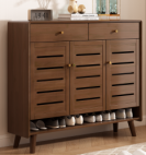 Modern Solid Wood <b>Shoe</b> Cabinet With <b>Storage</b> Drawers And Ventilated Doors Entryway Furniture For Home Use - Product Image 6