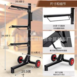 ชั้นวางอานม้าเหล็กสีดำมีล้อ สำหรับจัดเก็บและโชว์อุปกรณ์ขี่ม้า - Product Image 2