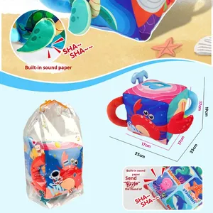 Scatola di Giocattoli Sensoriali per Neonati, Design con Simpatici Animali Marini, Suoni Incorporati, Giocattolo Educativo in Cotone per Bambini - Product Image 4