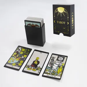 Impresión a todo color personalizada Classic 78 Tarot Cards Decks Fabricación de Cartas de Tarot holográficas con caja de cajón