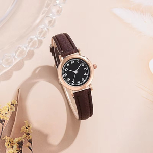Trendy style women's watch features a thin strap, <b>small</b> dial, and a chic, minimalist design. sophisticated leather strap. - Product Image 3