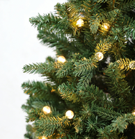 Sapin de Noël artificiel pré-éclairé en pin, 1,8-2,4 m, aiguilles en PVC+PE denses, lumières LED multicolores, support métallique robuste, ignifuge