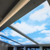 Panneau lumineux LED rectangulaire personnalisé en film souple HD UV avec ciel bleu et nuages blancs décoratifs