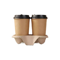 Porte-gobelets jetables en carton ondulé pour 2 gobelets, support biodégradable pour boissons, idéal pour les cafés, les plats à emporter et les restaurants
