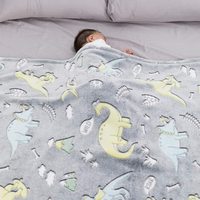 Couverture en vison polaire super douce et chaude, motif de dinosaure, brille dans le noir, personnalisée pour l'hiver, noël, pour la maison