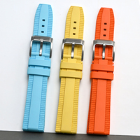 Multi Color Soft Breathable 20mm 22mm FKM Rubber Watch Straps Remplacement Fluor Rubber Watch Band for Diving Sport Watches