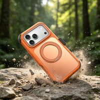Coques de téléphone magnétiques robustes à 360° pour iPhone 17 16 15 14 13 Pro Max °   Coque de téléphone mate avec anneau rotatif, béquille et clip ceinture