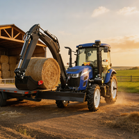 Tracteurs agricoles chinois bon marché de petite taille, 50 CV, 4x4, transmission par engrenages, mini-tracteurs avec chargeur frontal, pompe et boîte de vitesses