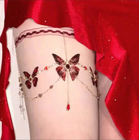 Chaîne de cuisse sexy à pampilles papillon, longueur réglable, chaîne de jambe en dentelle avec accent franges, bijou de corps unique pour femmes et filles