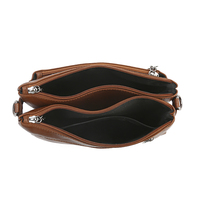 Sac bandoulière vintage en cuir PU pour femme, petit sac à fermeture éclair multiple avec dragonne, sac messager pour trajets quotidiens