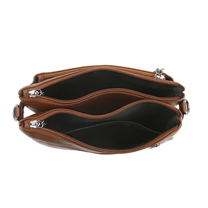 Sac bandoulière vintage en <span class=keywords><strong>cuir</strong></span> PU pour femme, petit sac à fermeture éclair multiple avec dragonne, sac messager pour trajets quotidiens - Product Image 6