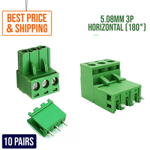 2EDG-5.08 3P Pluggable 3-Pin <b>Screw</b> Terminal Block With Straight Pin Header <b>Socket</b> for PCB - Product Image 3