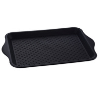 Plateau rectangulaire en plastique, pour la restauration rapide, noir, vente en gros, livraison gratuite en chine