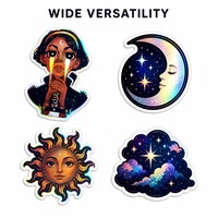 Autocollants holographiques décoratifs en vinyle découpé sur mesure, impression colorée arc-en-ciel, pour enfants, prix d'usine