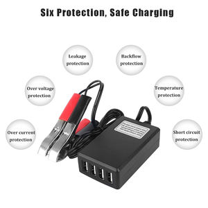 Convertisseur cc avec pince de batterie 12V 24V à 5V 8A adaptateur secteur USB chargeur de régulateur abaisseur 4 Ports identifier automatiquement la charge - Product Image 5
