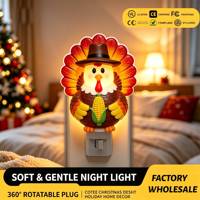 Lampe murale LED rotative à 360° en forme de chapeau de dinde carré pour Thanksgiving, lumière douce et chaude, décoration de maison pour les fêtes, vente en gros