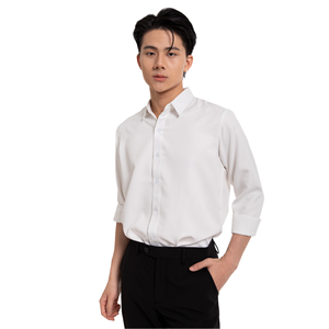 เสื้อเชิ้ตผู้ชายผ้าฝ้ายลินิน แขนสั้น คอตั้ง สีพื้น กระดุมแถวเดียว สไตล์ลำลองธุรกิจ สำหรับฤดูร้อน ยี่ห้อ Joychuang - Product Image 1
