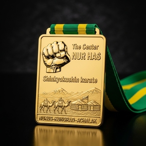 Medaglia Personalizzata di Karate Shinkyokushin, Incisa a Rilievo 3D, Pugno in Lega di Zinco Placcato Oro <span class=keywords><strong>Cammello</strong></span>, Premio Artigianale - Product Image 1