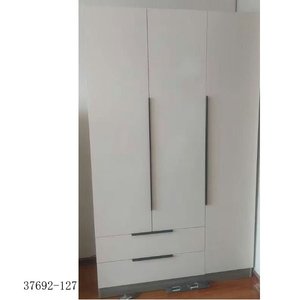 Modern Minimalist Wardrobe <b>Cabinet</b> with Drawers Flat Panel Hinged Doors MDF Material Freestanding <b>Bedroom</b> Furniture 37692-128 - Product Image 4
