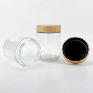 Pot en verre écologique de 500 ml avec couvercle en bois naturel, réutilisable pour le stockage d'aliments secs, noix, bonbons dans le garde-manger - Product Image 6