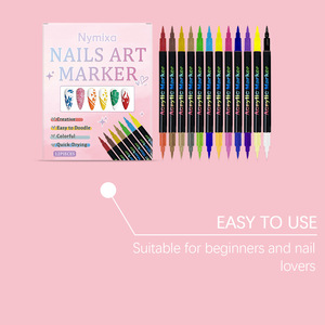 Ensemble de 12 stylos à ongles en plastique de différentes couleurs, marqueurs pour ongles en gel, outils de dessin et de peinture pour nail art DIY - Product Image 4