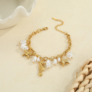 Nuevo conjunto de joyería de acero inoxidable de lujo estilo playa con conchas marinas y estrellas de mar que no se decolora - Product Image 4