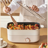 Vente en gros de cuiseur électrique portable de style coréen 4,5 L 6L Pot en acier inoxydable antiadhésif de cuisine saine avec couvercle en verre à usage domestique