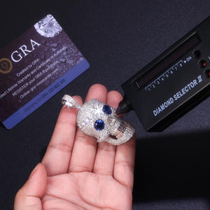 2025 사용자 정의 남자의 펑크 힙합 S925 실버 도금 골드 플라워 컷 모이사나이트 목걸이 뜨거운 판매 열정 펜던트 테스트 - Product Image 4